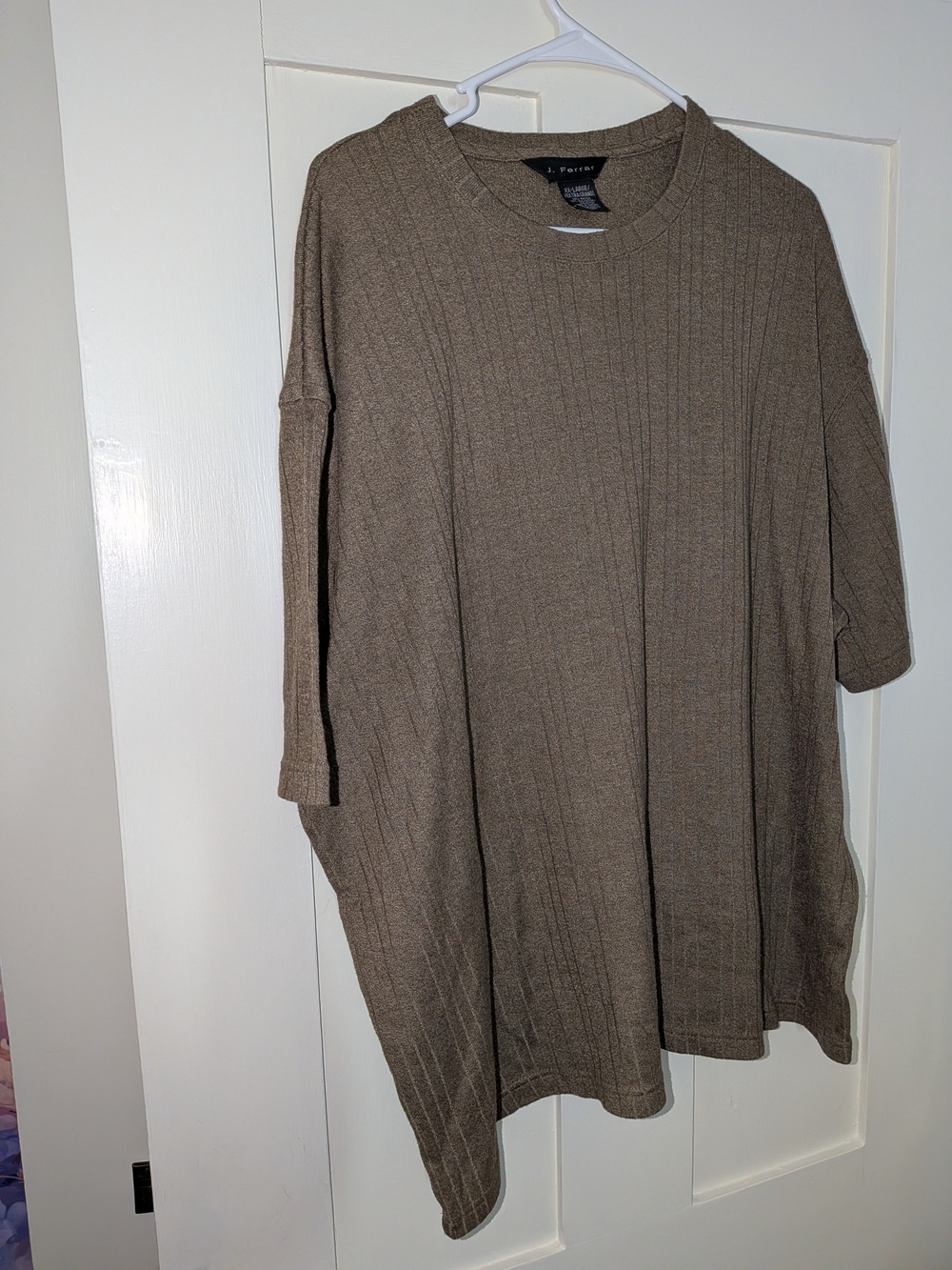 jf j.ferrar Men's Crewneck Ribbed Short-Sleeve Sweater - Taupe Brown